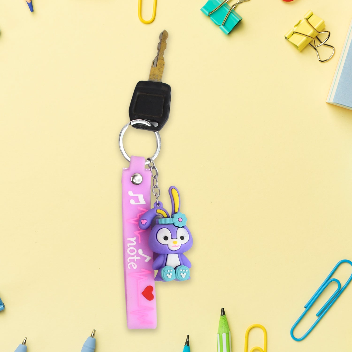 Cute Cartoon Silicone 3D Key Chain with Metal Hook & Strap (Pack of 1) Cute Cartoon Silicone 3D Key Chain with Metal Hook & Strap (Pack of 1)